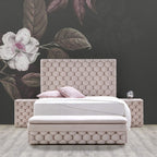 Κρεβάτι με Κεφαλάρι και Αποθηκευτικό Χώρο Hauz Hesperia Cotton Bar Pink 200X200